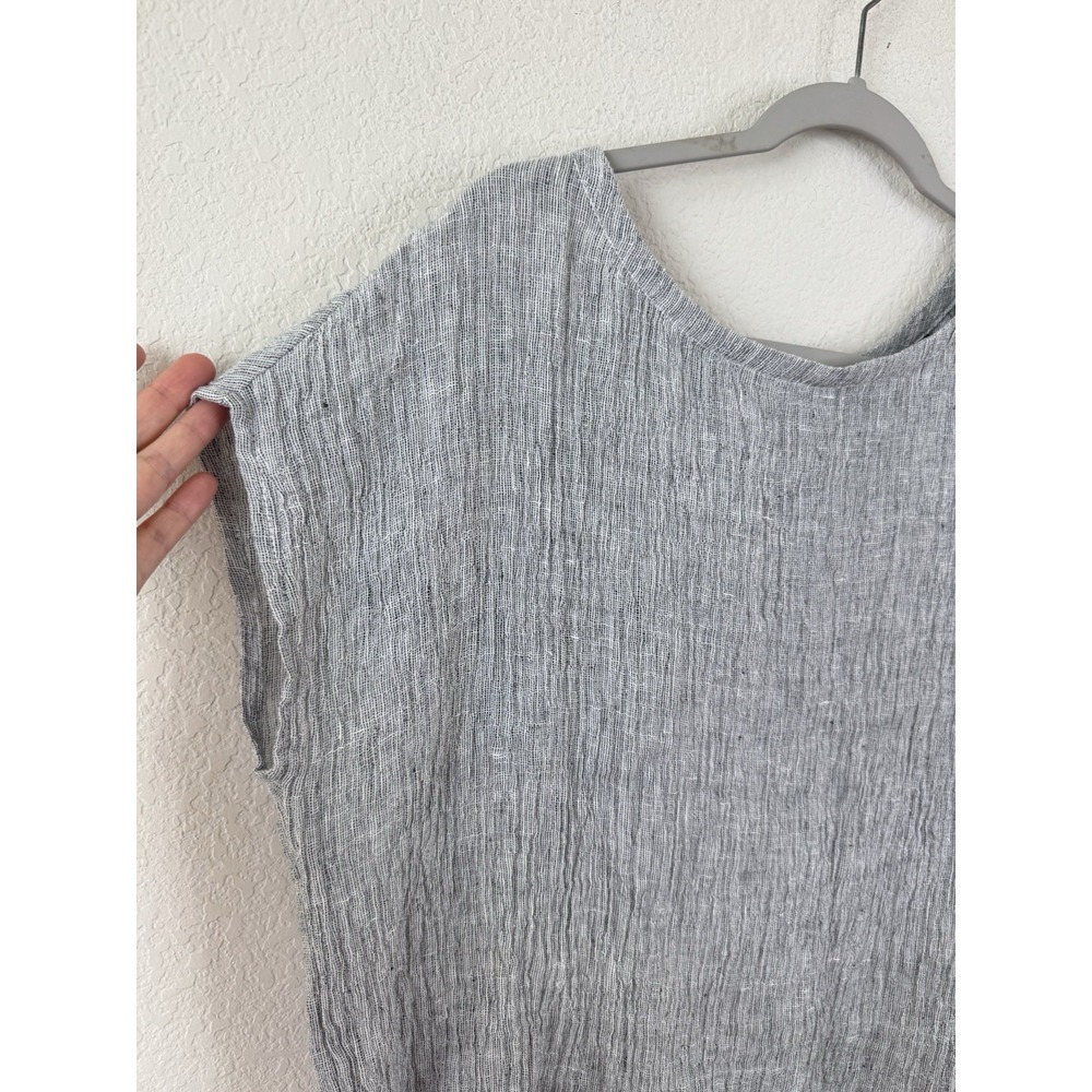 Tahari Loose Weave 100% Linen Oversized Boxy Back Button Up Top Womens Sz S‎ - Picture 3 of 6